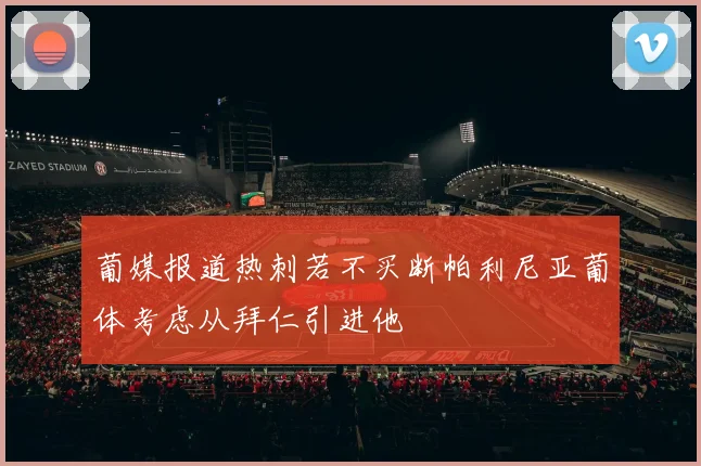 葡媒报道热刺若不买断帕利尼亚葡体考虑从拜仁引进他